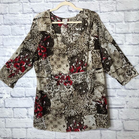 Venezia Floral Square Neck Tunic Plus 22/24 - Picture 3 of 6